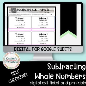 Subtracting Whole Numbers Digital Exit Ticket Quiz And Printable