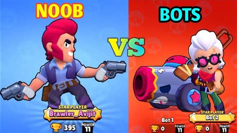 1 Noob Vs 2 Bots Noob Vs Bots In Brawl Stars 1 Vs 2 With Carl