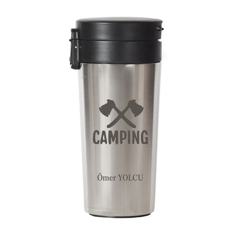 İsme Özel Premium Çelik Termos Bardak Kilitli Kapaklı 350 ML Camping