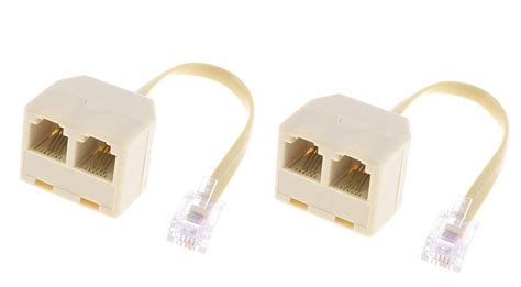 Teflon Two Way Outlet Rj Telephone Line Splitter Pack Of Pcs