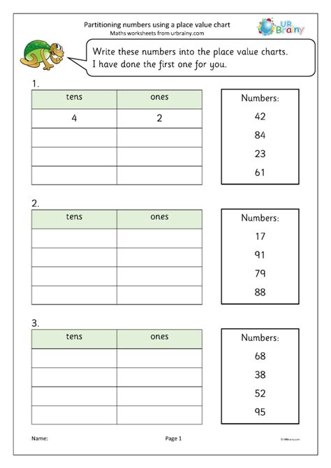 Partitioning Numbers Using A Place Value Chart Counting By