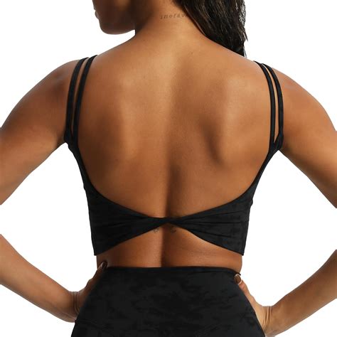 Aoxjox Women S Workout Sports Bras Fitness Padded Backless Yoga Crop