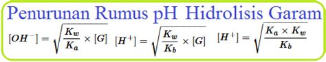 Penurunan Rumus Ph Pada Hidrolisis Garam