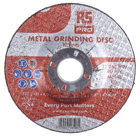 RS PRO Aluminium Oxide Grinding Disc 125mm X 6mm Thick P180 Grit 5