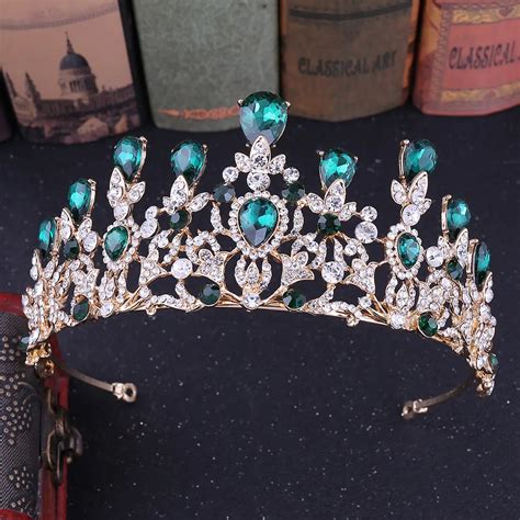 Diademe Diad Mes Et Couronnes De Mari E En Cristal Vert Strass