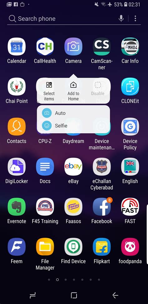 Galaxy S9 Tip Create Individual Shortcuts To Front And Rear Camera On