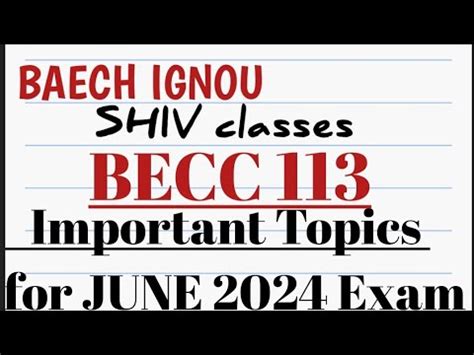 BECC 113 Imp Topics For JUNE 2024 EXAM BAECH IGNOU By Shivangi Bhatt