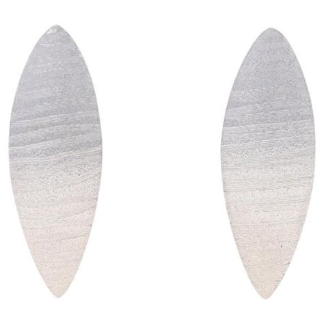 Bastian Inverun Striped Leaf Short Curved Drop Earrings Sterling