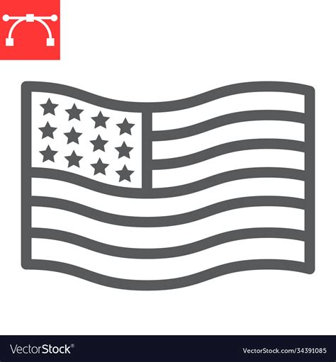 American flag line icon america and country usa Vector Image