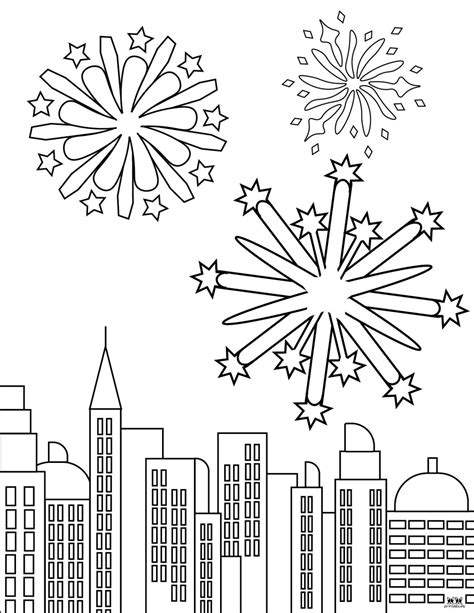 Firework Coloring Pages Free Printables Printabulls In