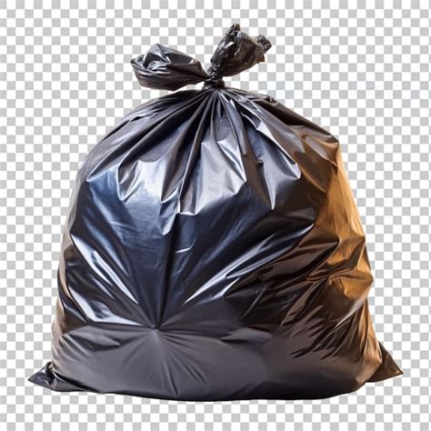 Premium PSD Black Plastic Garbage Bag On Transparent Background