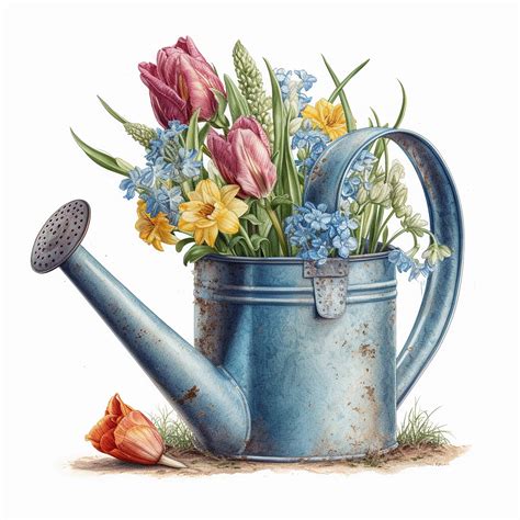 Watering Can With Flowers Clipart