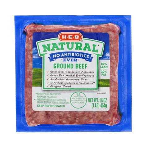 H E B Natural Angus Ground Beef 80 Lean Shop Beef At H E B