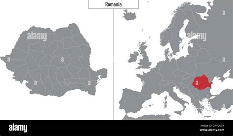 map of Romania and location on Europe map. Vector illustration Stock Vector Image & Art - Alamy