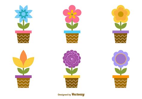 Cartoon Flower Pots 91196 Vector Art At Vecteezy