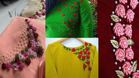 How To Embroider Kurti With Beautiful Hand Embroidery Design Youtube