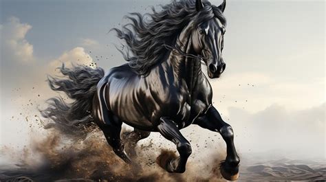 Premium AI Image | jumping black horsewhite background vector art carttonblack horse