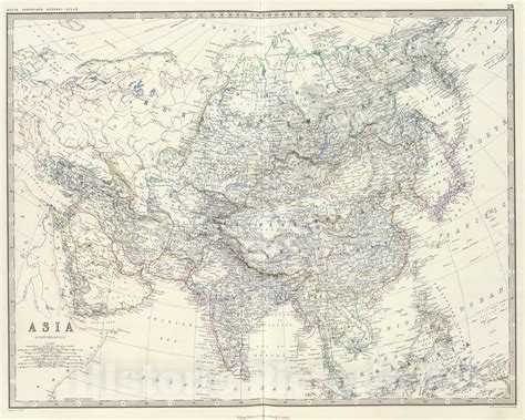 Historic Wall Map World Atlas Map Asia 1861 Vintage Wall Art