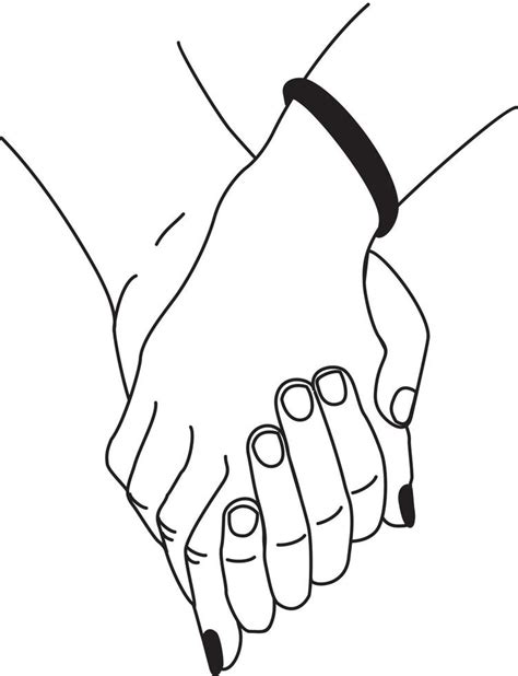 Romantic Handshake Two Hands Line Art Romantic Touch Of Palms Of