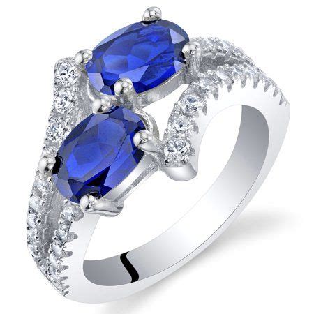 2 Ct Oval Created Sapphire Two Stone Ring In Sterling Silver Walmart