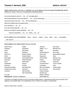 Fillable Online Print Our Patient Medical History Form Thomas Hermann