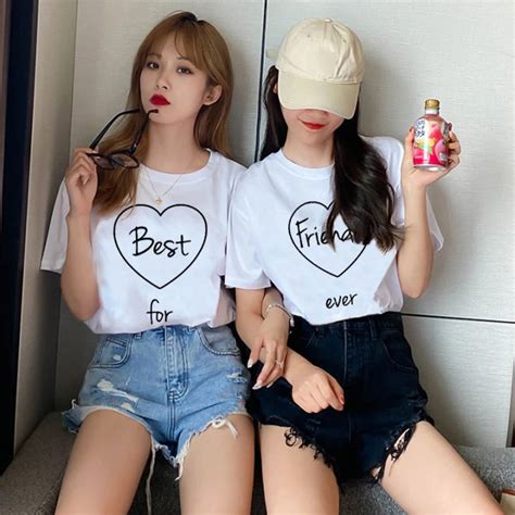 New Women T Shirt Best Friend T Shirt Loose Short Sleeve Top Cute