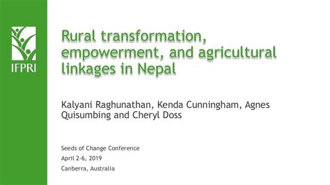 Rural Transformation Empowerment And Agricultural Linkages In Nepal