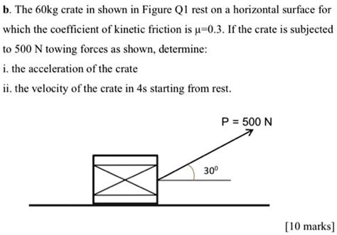 SOLVED The 60 Kg Crate Shown In Figure Q1 Rests On A Horizontal