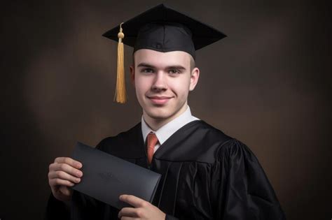 Premium Ai Image Portrait Of A Happy Graduate Holding His Diploma