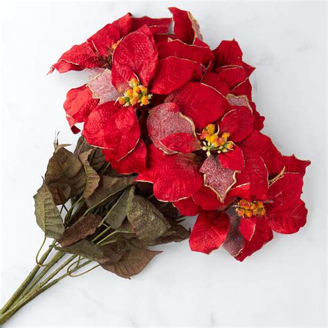 Red Artificial Poinsettia Bush Bushes Bouquets Floral Supplies