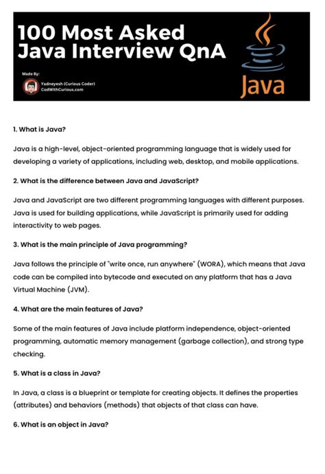 100 Most Asked Java Interview Questions And Answers Codewithcurious