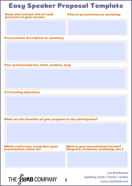 Free Speaker Proposal Template Printable Templates