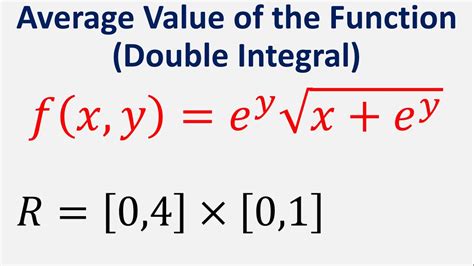 Find The Average Value Of F X Y E Y Sqrt X E Y Over The Given