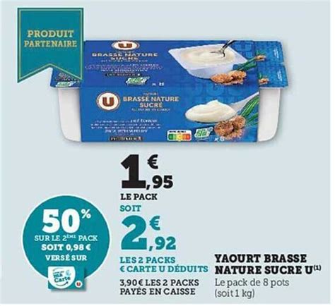 Promo Yaourt Brassé Nature Sucre U chez Hyper U iCatalogue fr