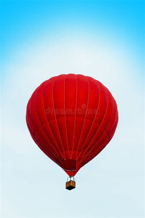 Red Hot Air Ballon In The Blue Sky Stock Image Image Of Colourful