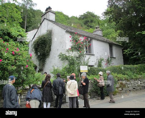 Dove Cottage Grasmere Cumbria Tourists Outside The Home Of Poet