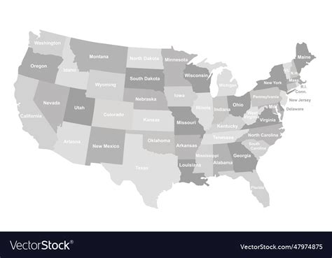 Gray usa map with states Royalty Free Vector Image