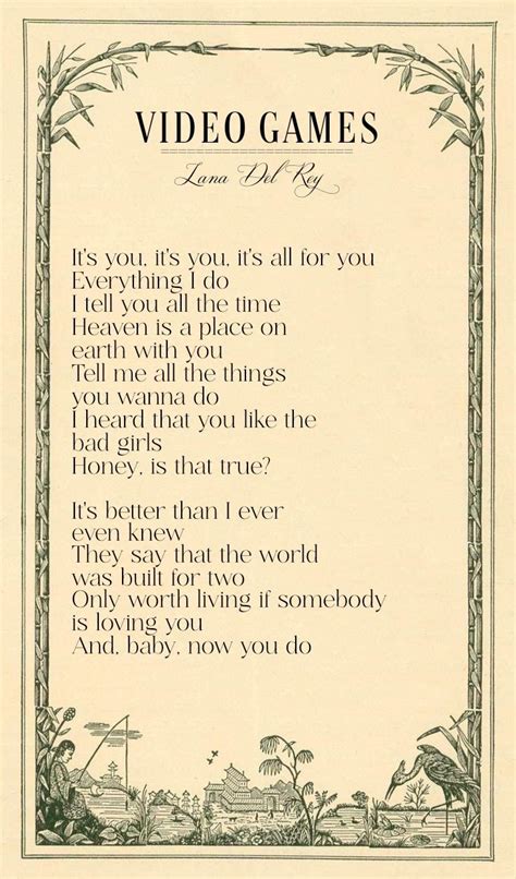 video games lana del rey lyrics lana del rey lyrics lyric poster