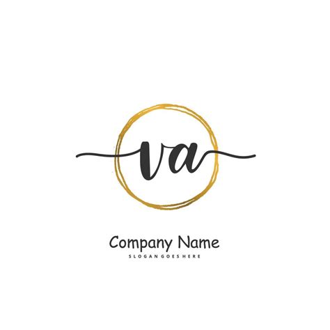 Va Initial Handwriting And Signature Logo Design With Circle Beautiful