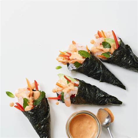 Shrimp Hand Rolls With Coconut Curry Dipping Sauce Recipe Eatingwell