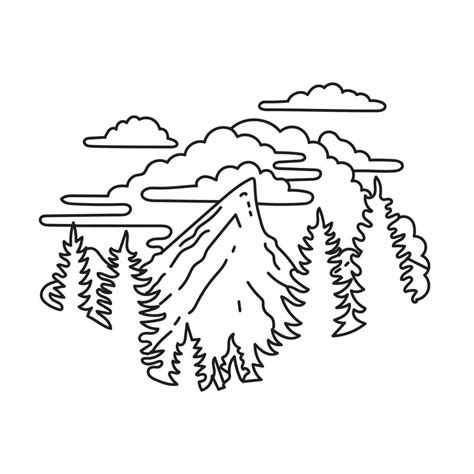 Teton Range at Grand Teton National Park in Wyoming Monoline Line Art Drawing 17499642 Vector ...