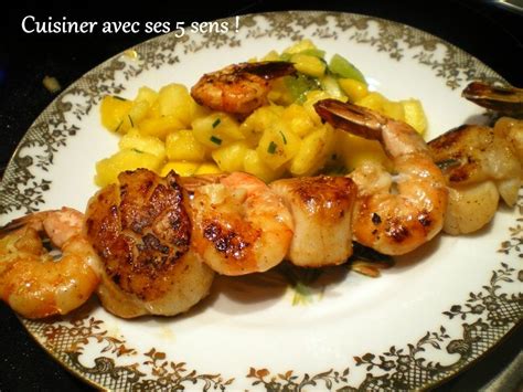 Brochette De Gambas Et Saint Jacques Cuisiner Avec Ses 5 Sens