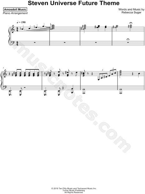 Amosdoll Music Steven Universe Future Theme Sheet Music Piano Solo In C Major Download