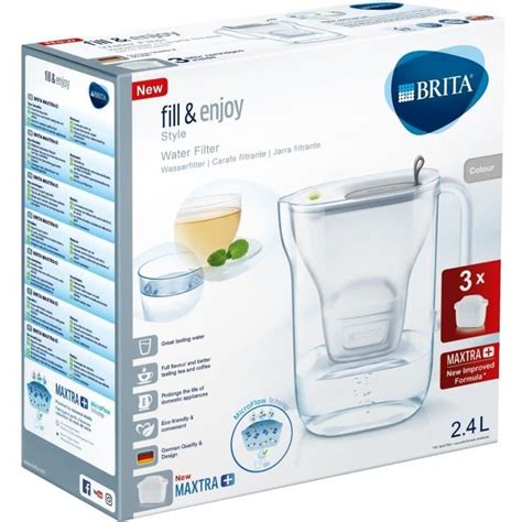 Carafe Filtrante Brita Style Grise Cartouches Maxtra Incluses