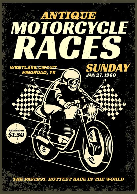 Premium Vector Vintage Motorcycle Race Poster