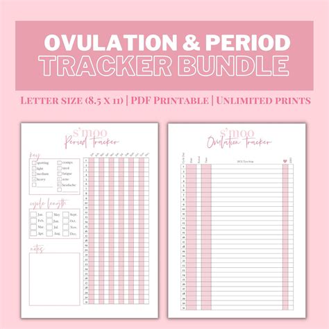 Printable Ovulation And Period Tracker Bundle Digital Tracker Set Pdf Fertility Tracker Menstrual