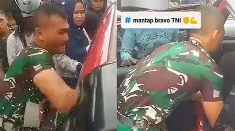 Sekali Hantam Anggota Tni Ini Pecahkan Kaca Mobil Demi Selamatkan Bayi