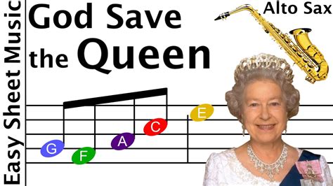 How To Play God Save The Queen On Alto Saxophone Easy Beginner Sheet