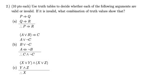 Solved 2 10 Pts Each Use Truth Tables To Decide Whether Chegg