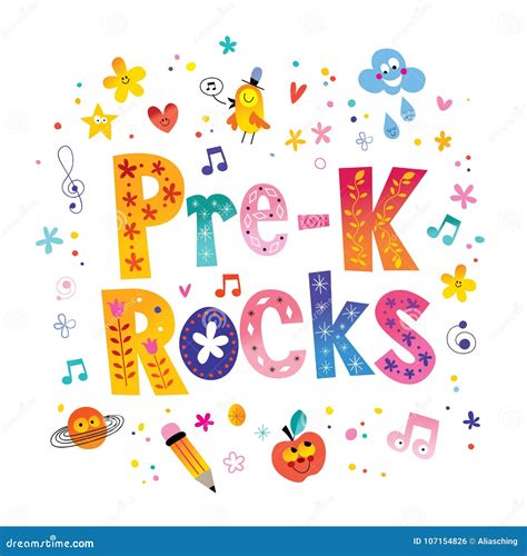 Pre K Rocks Lettering Design Stock Vector - Illustration of creativity, education: 107154826